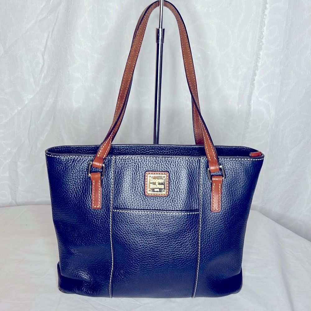 DOONEY & BOURKE medium size blue pebble grain leather Lexington tote.